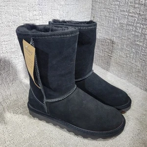 Bearpaw Elle Short Women's US Size 8 Black Suede Fur Lined Pull On Winter Boots - Picture 1 of 11