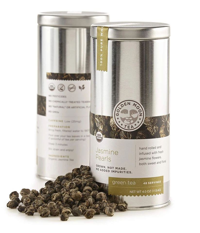 Perlas de jazmín orgánico té verde - perlas de dragón de hoja suelta, grado premium, no  Foto 1 de 4