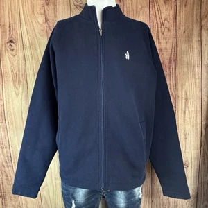 Johnnie-O Full Zip Plaid Lined Navy Preppy Sweater /Sweatshirt Men's Size Large - Picture 1 of 16