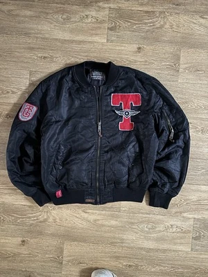 This Is A Top Gun MA-1 Tomcat Nylon Bomber Jacket In Black. Size XL - Image 1 of 4