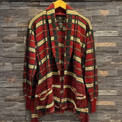 RRL Ralph Lauren Silk Cotton Linen Shawl Collar Cardigan Plaid Red Size S - Image 1 of 4