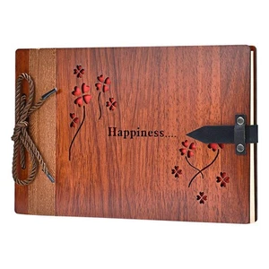 Wooden Scrapbook Album DIY Photo Album 80 Pages, Love Memory Book Wood Weddin... - Picture 1 of 7