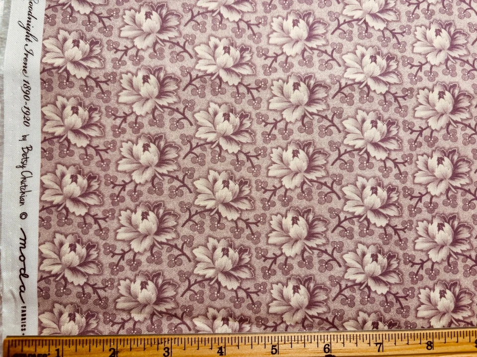MODA Fabrics GOODNIGHT IRENE Civil War Repro 1890 BETSY CHUTCHIAN Purple Rose FQ - Image 1 of 1