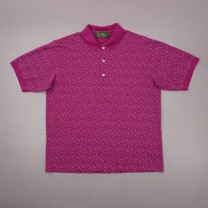 Vintage 90s Bobby Jones Confetti Print Polo Mens Large Dark Pink Cotton Italy - Picture 1 of 7