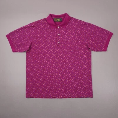 Polo de Colección Años 90 Bobby Jones Estampado de Confeti Para Hombre Grande Rosa Oscuro Algodón Italia Foto 1 de 4
