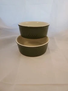 VTG Hall Pottery #503 Fluted Souffle Dessert Casserole Dishes (2) - Green - Picture 1 of 12