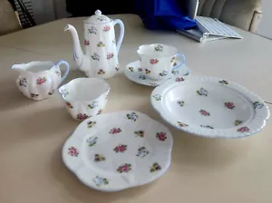 Set da tè vintage Shelley Fine China Rose Pansy Forget Me Not #13424 7 pezzi - Foto 1 di 24