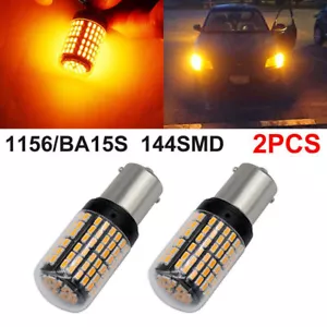 2X 1156 BA15S LED 144 SMD Canbus Yellow Car Brake Reverse Lamp Tail Light Bulb - Picture 1 of 10