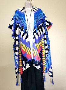 Kimono Unique Art Wear Vibrant Abstract Plus One Size 1X 2X 3X 4X Bust 66" NWT E - Picture 1 of 16