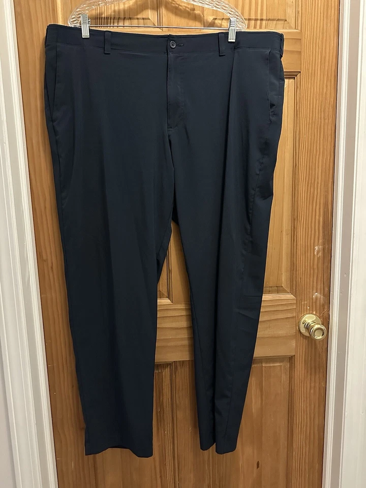 男式 Jack Nicklaus 海军蓝平底涤纶弹力高尔夫裤 44W x 32L — 第 1/4 张图片