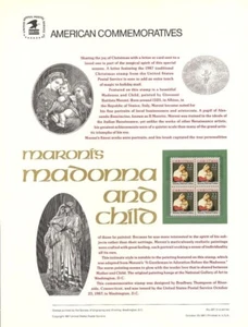 #297 22c Christmas 1987 Madonna #2367 USPS Commemorative Stamp Panel - Picture 1 of 1