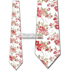 Floral Ties Mens Wedding Tie Spring Flower Necktie - Picture 1 of 3