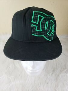 DC Shoes SnapBack Fitted Hat Black w/ Green Logo Size L/XL FlexFit