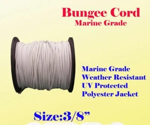 3/8" x  10 FT Premium Marine Grade Bungee Shock Stretch Cord UV White - Bild 1 von 2