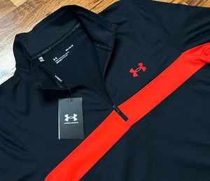 Under Armour 1/2-Reißverschluss Golfpullover Storm Midlayer neu mit Etikett $ 75 Größe M schwarz/rot - Bild 1 von 7
