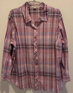 Woman Within Women’s Long Sleeve Summer Button Down 100% Cotton. 1X 22/24 - Picture 1 of 9