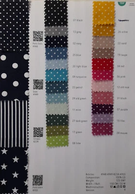 Öko-Tex Baumwollstoff Punkt Streifen Stern Sternchen und uni 50 x 150 - Bild 1 von 4