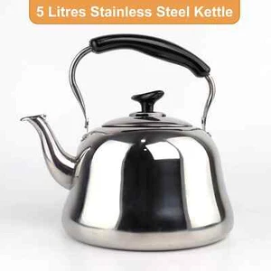 5L Stainless Steel Teapot Modern Hot Water Kettle Coffee Pot Restaurant Kitchen - Picture 1 of 5