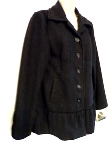 Volcom Wool blend Coat Women's Medium Charcoal Gray Logo Button-up - Picture 1 of 11