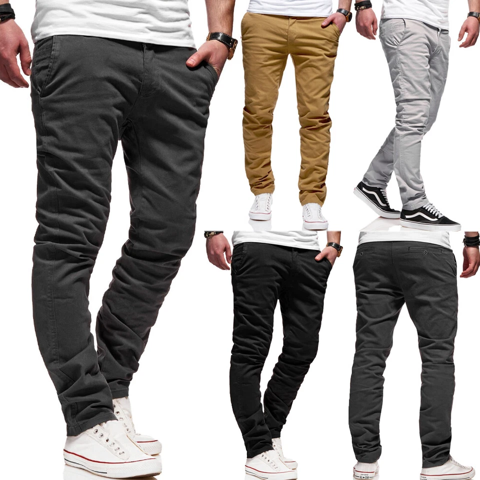 Herren Hose Chinohose Regular Slim Fit Chino Cargo Jeans Beige/Schwarz/Grau NEU - Bild 1 von 1
