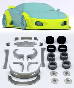 Ferrari F430 LB Style Widebody Kit For Revell Fujimi Hot W 1:24 or 1:18 - Picture 1 of 14