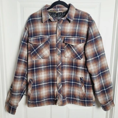 Chaqueta Billabong Para Hombre Extra Grande Marrón Azul Franela a Cuadros Barlow Acolchada Forrada Foto 1 de 4