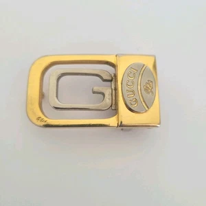 Gucci Plus Vintage Gürtelschnalle Ersatz Gold Silber Ton G Logo Slim - Bild 1 von 7
