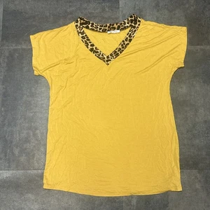 Bombom Animal Print Top Women’s L V-Neck Cheetah Leopard Made In USA Shirt - Picture 1 of 5