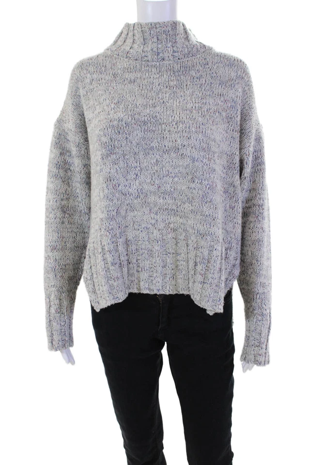 Женский вязаный свитер Michael Stars хлопок высокий вырез с длинным рукавом серый размер M - Изображение 1 из 4