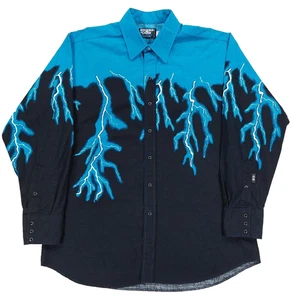 Camisa Western Brooks & Dunn Blue Lightning Vintage Años 90, Perla Snap Talla 17.5-35 XL - Imagen 1 de 8