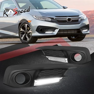 LED DRL Front Bumper Fog Light Bezels Cover for 16-18 Honda Civic Sedan/Coupe - Bild 1 von 6
