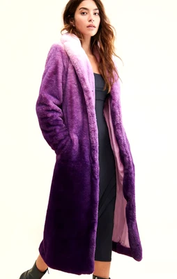 💕 ABRIGO DE PIEL SINTÉTICA PÚRPURA MOMENTO DE FUSIÓN DE PIEL IRREAL ANTHROPOLOGIE TALLA MÁS 1X Foto 1 de 4
