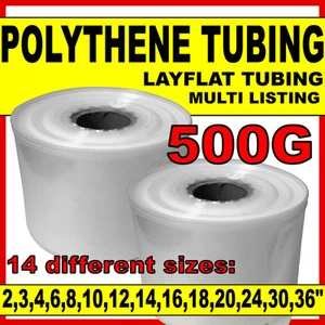 Layflat polythene poly tubing tube *ALL SIZES & QTYS* clear- 500 GAUGE 168M roll - Picture 1 of 1
