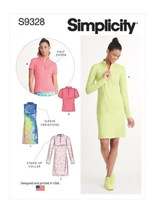 SIMPLICITY 9328 MISSES' KNIT DRESSES & TOPS Sewing Pattern Sizes 6-14 & 14-22 - Picture 1 of 13