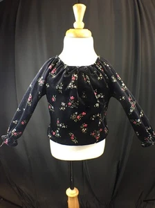 Girls Elegant Mc Size 4T Soft Black burgundy Red & Blue Flowers Top by Mc Kids - Imagen 1 de 10