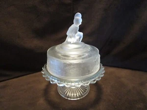 EAPG Gillinder Westward Ho Pioneer Indianer FUSS Deckel BUTTERKOMPOTT 1930er 9"T - Bild 1 von 13