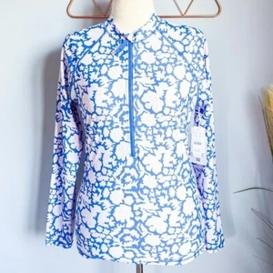 J. Crew New Blockprints Nila Print Long Sleeve Rash Guard Swim Top Size Large - Picture 1 of 12