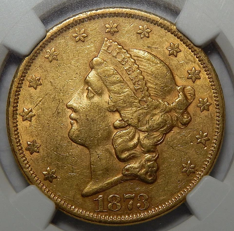 1873 OPEN 3 NGC AU55 $20 LIBERTY HEAD GOLD Cover