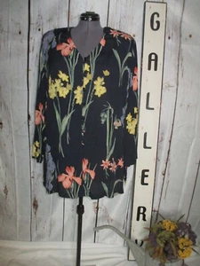 Vtg CAROLE LITTLE II 22W / 2X Floral Rayon Shirt & Tank Boho Gypsy Art To Wear - Picture 1 of 6