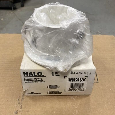 Cooper Lighting Halo 4" 993w Recessed White Trim Ring W/White Coilex Baffle New  - Image 1 of 4