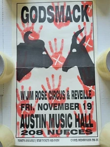 PÓSTER PANTALLA DE SEDA GODSMACK Jim Rose Circus Reveille Austin Music Hall  - Imagen 1 de 5