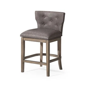 Maven Lane Hugo Counter Stool, Reclaimed Oak Finish w/ Ronan Stone Vegan Leather - Picture 1 of 6
