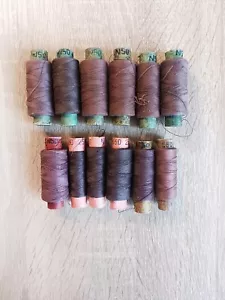 Vintage Cotton Sewing Threds Spools Lot of 12 Rolls Brown shades Size 80-50 USSR - Picture 1 of 8