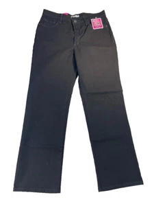Lee Jeans Womens Size 14 Petite Black Straight Stretch Slimming Classic Fit New - Picture 1 of 16