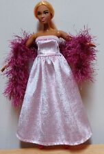 Curvy Barbie 11 1/2" Doll Clothing Pink Glitter Evening Gown and BOA