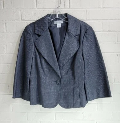 Blazer para mujer Nine West gris carbón con hilo plateado talla 10 nuevo sin etiquetas Foto 1 de 4