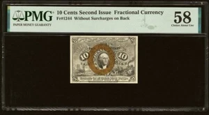 1863 Second Issue 10 Cents Fractional Currency Note FR#1244 Civil War PMG ChAU58 - Picture 1 of 5