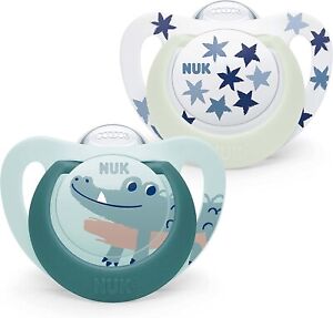 NUK Star Baby Dummy Day & Night Soothers 18-36 Months Green Crocodile  2 Count