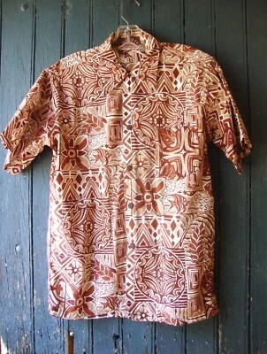 Camisa havaiana vintage com estampa de algodão Kahana dos anos 1940 e 50 - Imagem 1 de 4