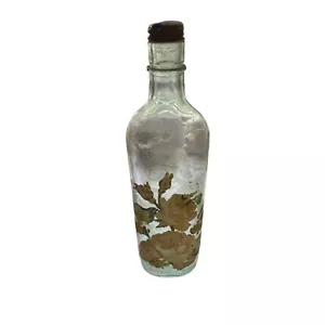 Bottiglia in vetro vintage da collezione con coperchio originale decoupage - Foto 1 di 7
